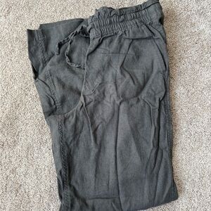 Hollister Charcoal Drawstring Linen style Pants
